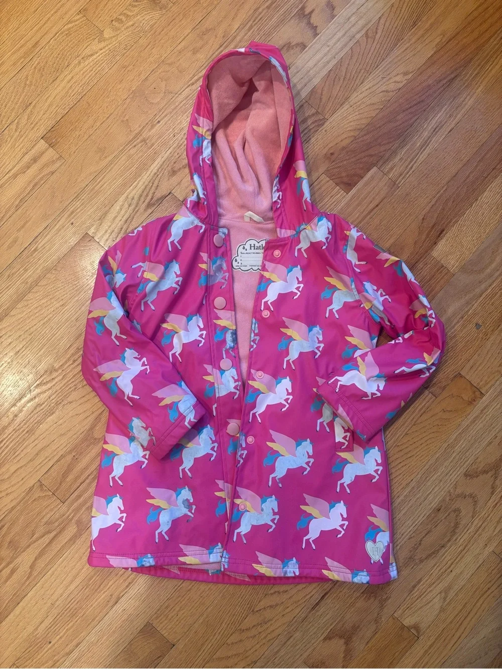 Hatley Girls' Pink Unicorn Hooded Raincoat - Sz 7Y
